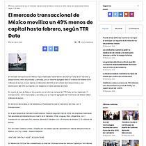 El mercado transaccional de Mxico moviliza un 49% menos de capital hasta febrero, segn TTR Data